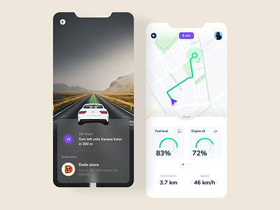 Car Driving AR Application car clean drive map mobile mobile app navigation ui