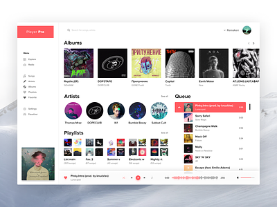 Music Player album artist desktop draft music play player spotify streaming ui