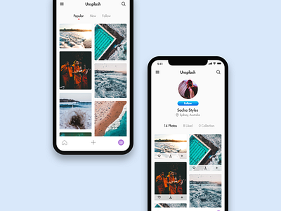 Unsplash Mobile App framer ios iphone x