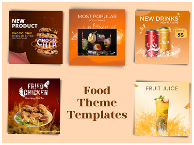 CANVA Food Theme Templates branding canva design graphic design illustration social media templates