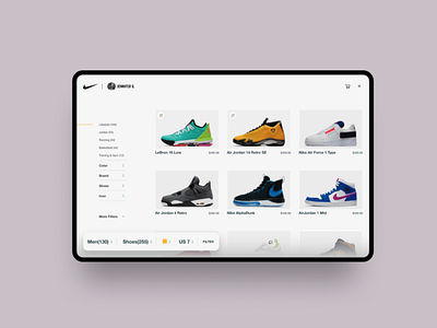 Nike Product Listing clean ecommerce ui ux web design website