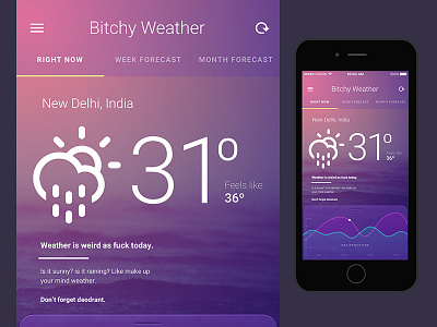 Bitchy Weather app graph icons parody roboto ui weather