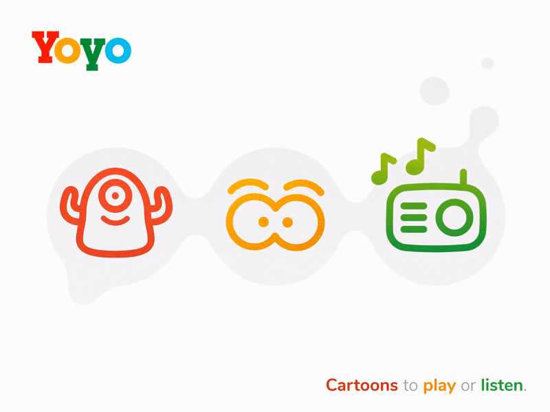 Navigation Yoyo App 2018 2d animation color cool icons kids menu rai