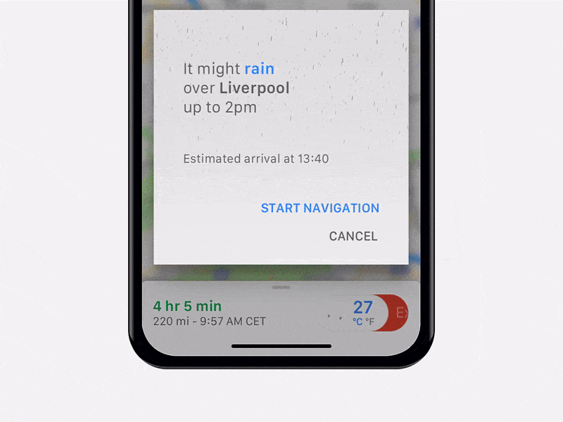 Google Maps Weather allert app design flat forecast google interfaces map minimal route ui weather