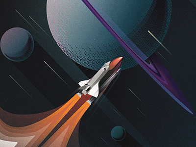 Space journey design illustration launch saturn space spacecraft vector