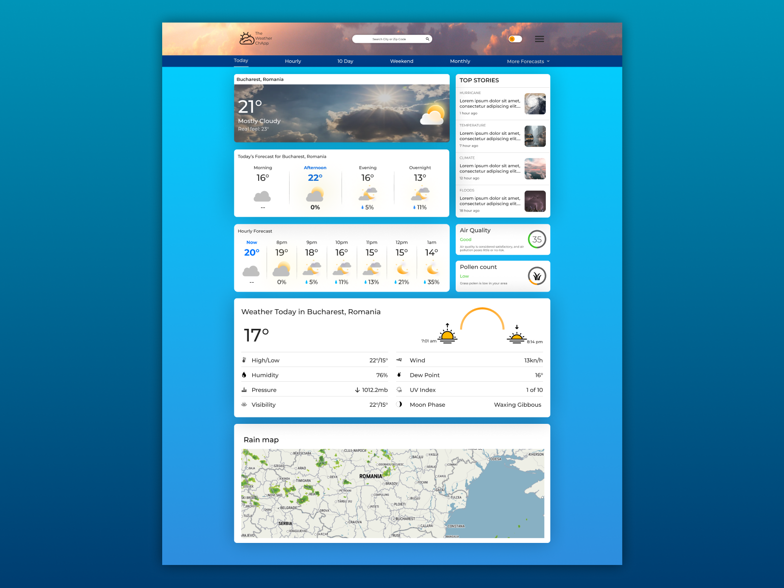 Weather website landing page by Ionita Dan on Dribbble