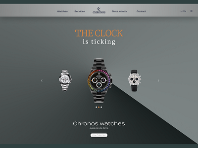Chronos watch store front page branding graphic design logo ui
