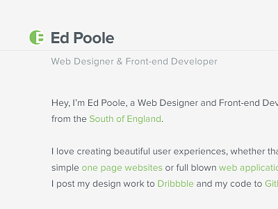 Portfolio Redesign clean design edpoole.me homepage portfolio website