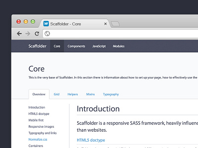 Scaffolder Framework css design experience interface retina sass ui user ux