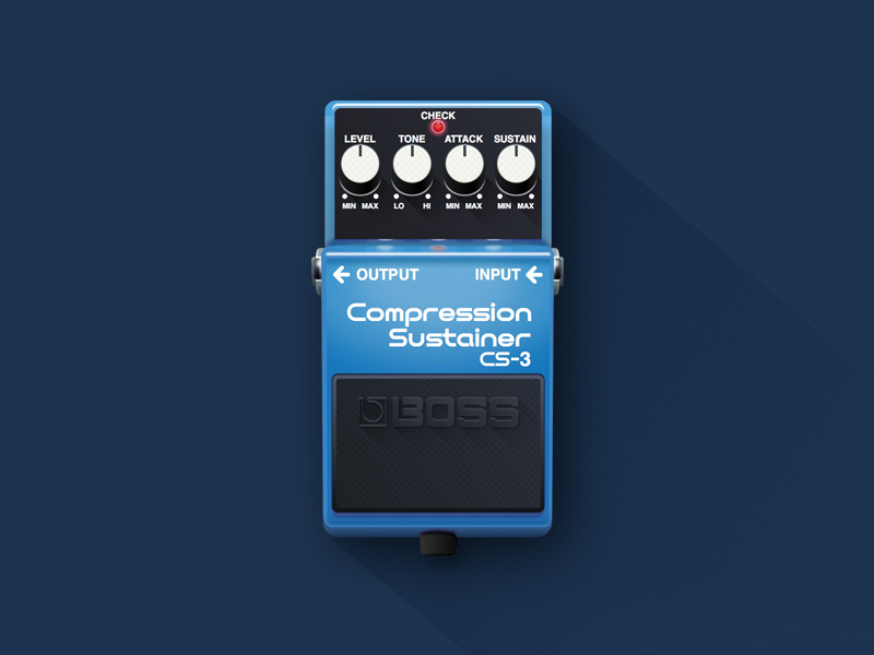 Compression Sustainer CS-3 illustration vector realism guitar pedal flat shadow gradient
