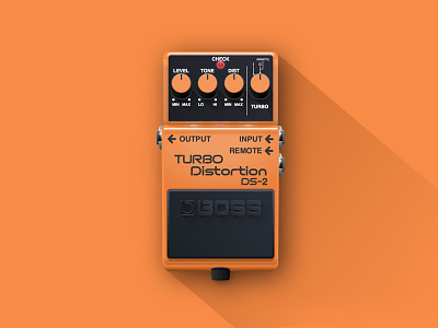 Turbo Distortion DS-2 flat gradient guitar icon illustration pedals realism shadow vector