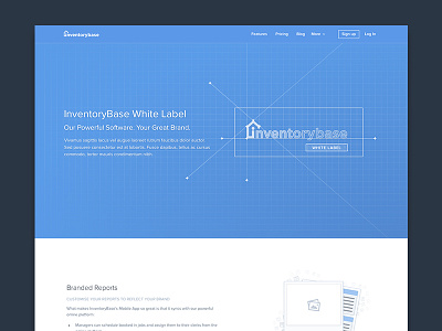 White Label blueprint design interface landing marketing web