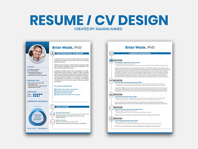 Double-Sided Resume / CV Design card design creative cv cv design design double sided cv double sided resume graphic design modern resume resume design unique
