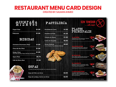 Food Menu Card Design card design cover design creative design food menu graphic design menu design modern unique