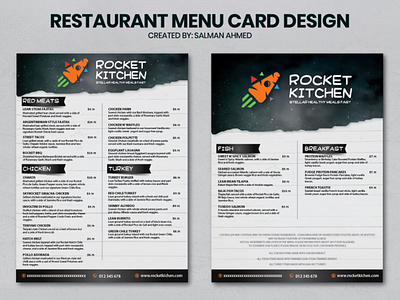 Food Menu Card Design card design cover design creative design food menu graphic design menu card menu design modern unique