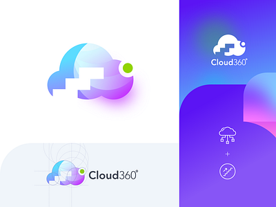 cloud360 Logo cloud computing cloud logo colorful logo data gradient logo