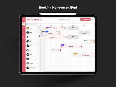 Booking manager UI testing on iPad interface