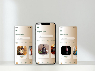 Mobile app design of liquor store "Magical Spell"
