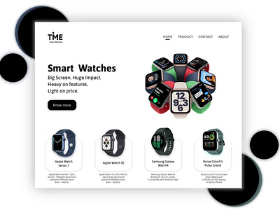 UI for smart watches website "TIME"