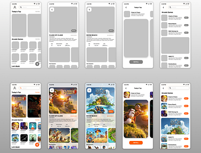 UI of "GameZ" app app app design design game ui game ux graphic design illustration landing page logo mobile app design product design ui ui design ui ux ui ux design ux ux design wireframe