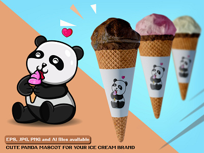 Cute Panda with Ice Cream bear brand cute animal cute character cute mascot cute panda design character design mascot ice cream ice cream mascot mascot for branding panda panda ice cream pet