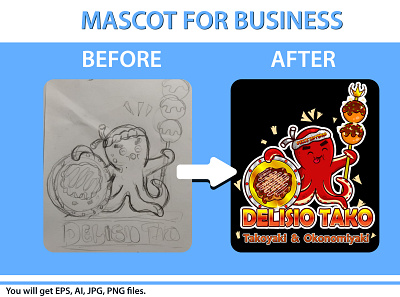 Takoyaki shop mascot/logo animation branding cartoon design graphic design illustration japan food japan mascot logo mascot media octopus okonomiyaki promotion red mascot takoyaki vector