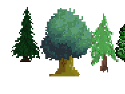 cool trees 2d design illustration krita pixel sprite