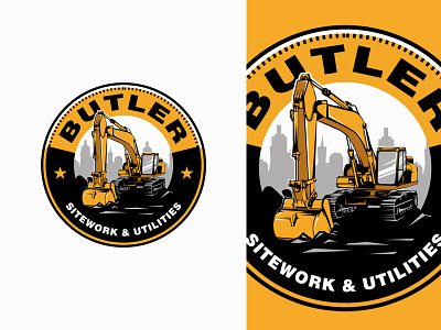 Butler Sitework & Utilities adobeillustator branding design excavator illustration logo vector vintage