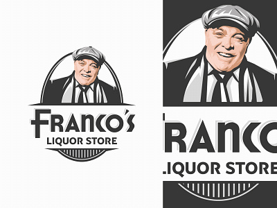 Franco's adobeillustator branding design face illustration liquor store logo man old store suit vector vintage wine