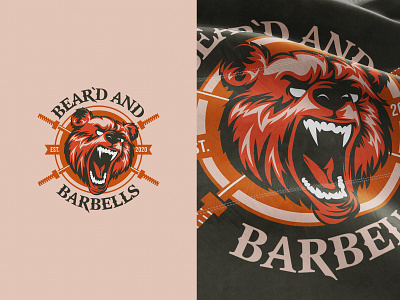 Beard and Barbells adobeillustator angry barbells bear beard branding design fitness illustration logo vector