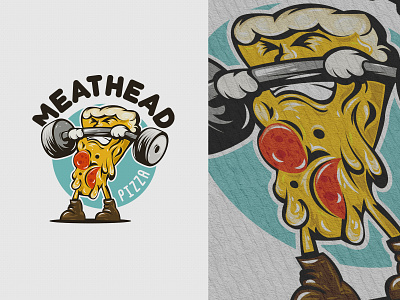 Meathead Pizza adobeillustator barbell design fitness healthy illustration logo muscat design pizza vector