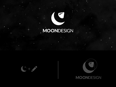 MOON DESIGN advertising agency brand design geometric graphic identity lettermark logo moon night pencil pictogram