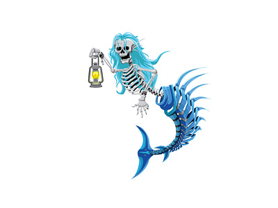 mermaid skull graphic design