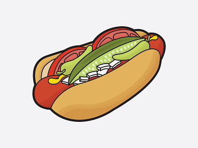 Chicago Dog chicago food hot dog illustration