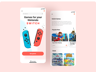 Mobile app design for a game store