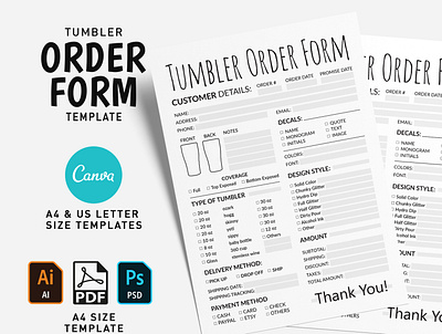 Tumbler Order Form small business forms