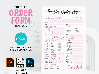 Printable Tumbler Order Form small business forms