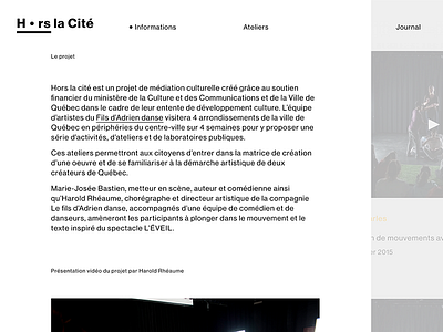 Hors la Cité — homepage snapshot black clean interactive minimalist scroll ui website white wordpress