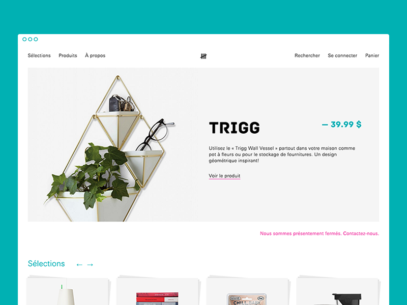 Boutique L’inventaire — homepage snapshot online store wordpress white grid minimalist clean online shop e-commerce website