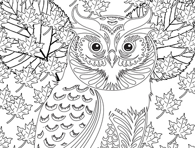 Hidden owl Page 3 adult coloring books blackandwhile pages coloring books design illustration mandala patterns patterns