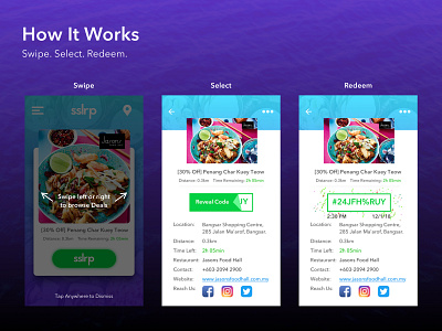 SSLRP Food Deals App agency confetti deals fave food groupon ios promotion realtime restaurant swipe ui