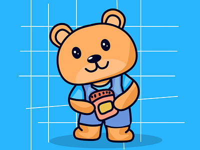 Cute Bear Bringing Snack illustration