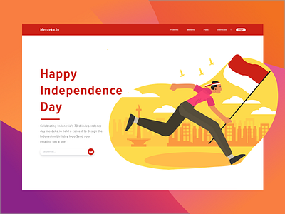Independence of the Republic of Indonesia blur copenhagen company flat header landing page hero illustration independence indonesia landing page ui vector