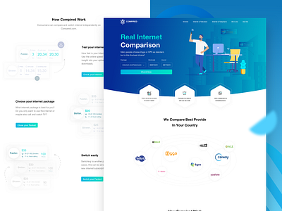Compare Internet Providers Landing Page clean compare internet providers illustration internet internet landingpage minimalist proxy web design