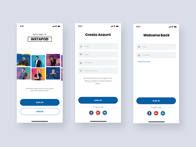 Podcast App - Sign in & Sign Up Exploration