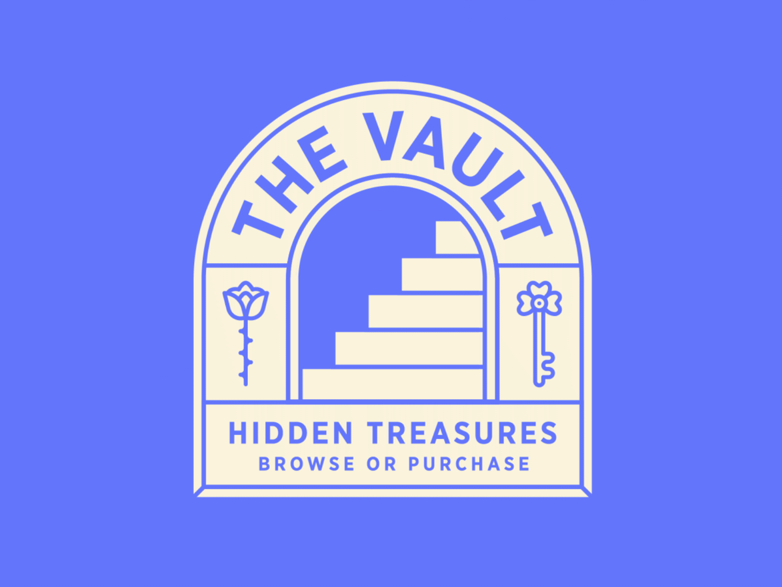 The Vault animated gif animation badge badge logo badgedesign branding design door flower font gif icon illustration key purple staircase stairs stairway tomb typography