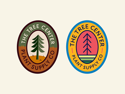 The Tree Center Badge pt. VII badge color design earth flat ground hue icon illustration landscape logo nature pair patch seal stamp sun tree typography vector