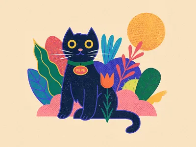 Pepe the Alley Cat animal art background branding cat cats design icon illustration jungle leaf nature palm plant plants print succulent succulents sun vine