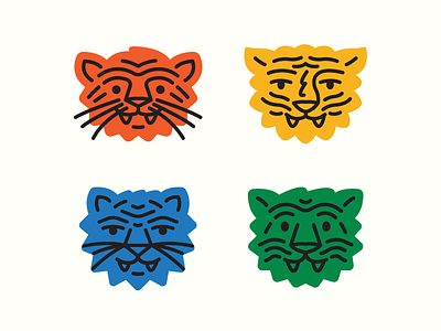 Tiger Project .1 animals badge cat color colors design head icon illustration jungle logo nature patch primary sticker stickers teeth tiger tigers whiskers