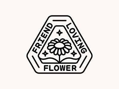 Friend Loving Flower Badge badge branding design flower icon illustration logo nature patch pedal plant plants seal shape star sticker sun type lock up typography woods